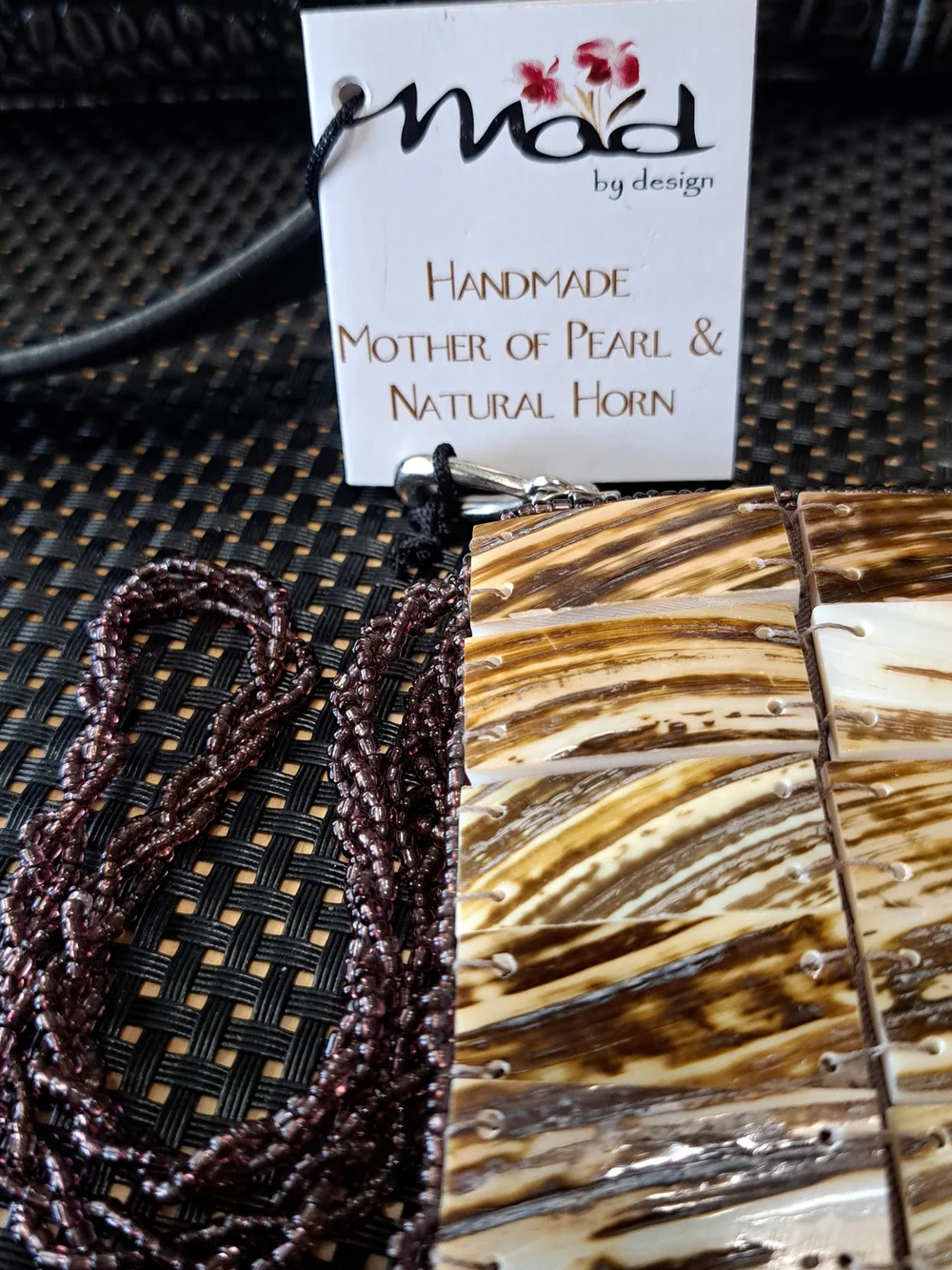 Mad By Design Mother Of Pearl Tiles With Natural Horn Tiles Wristlet Or Change